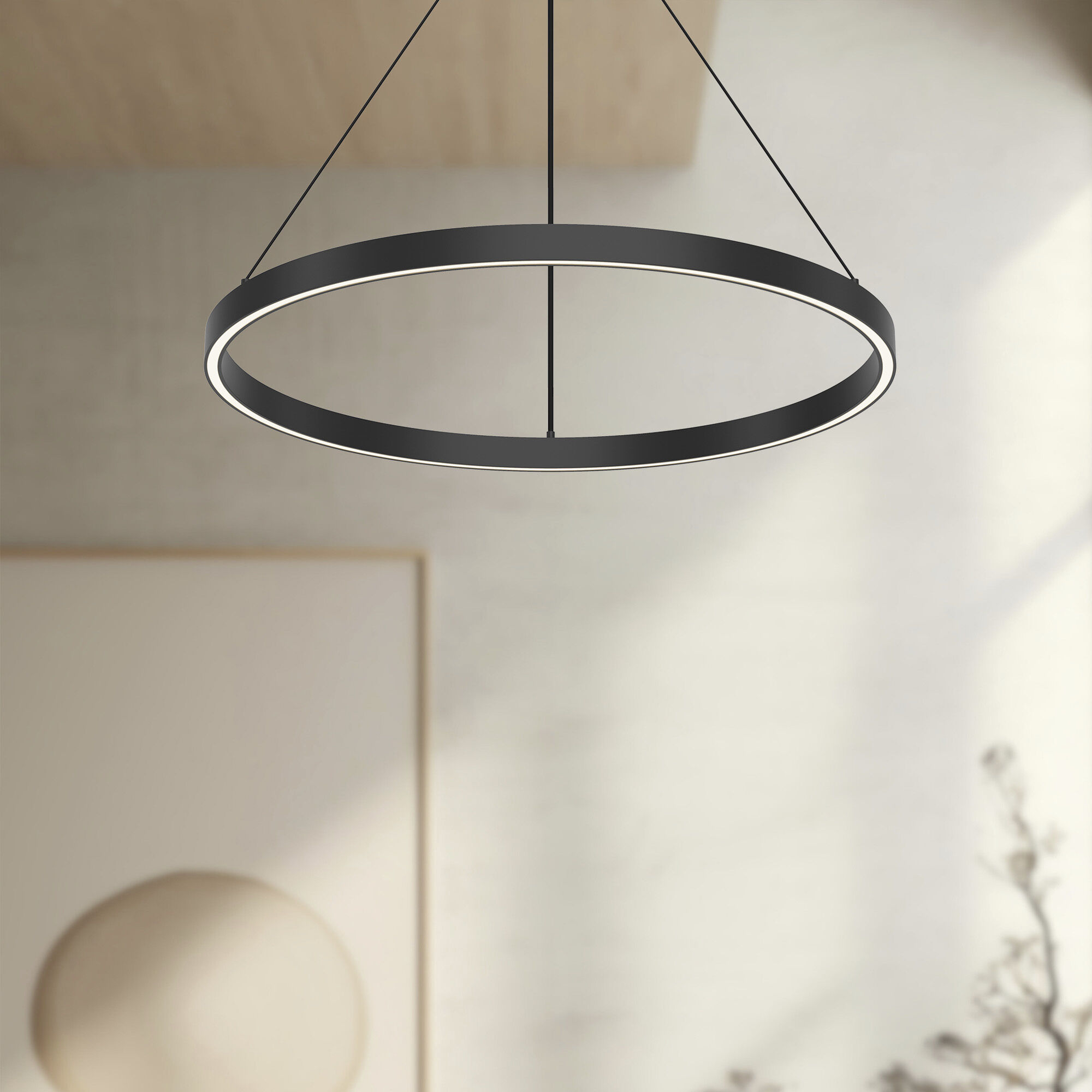 Cerchio LED 23.63 inch Black Pendant Ceiling Light
