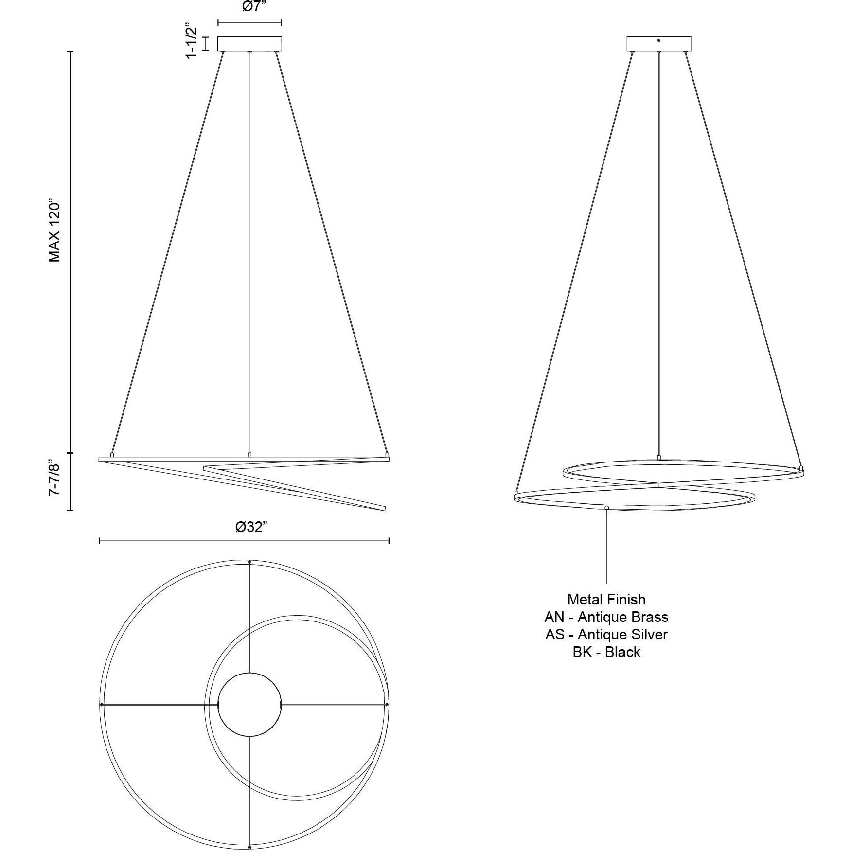Twist Pendant Ceiling Light in Antique Silver