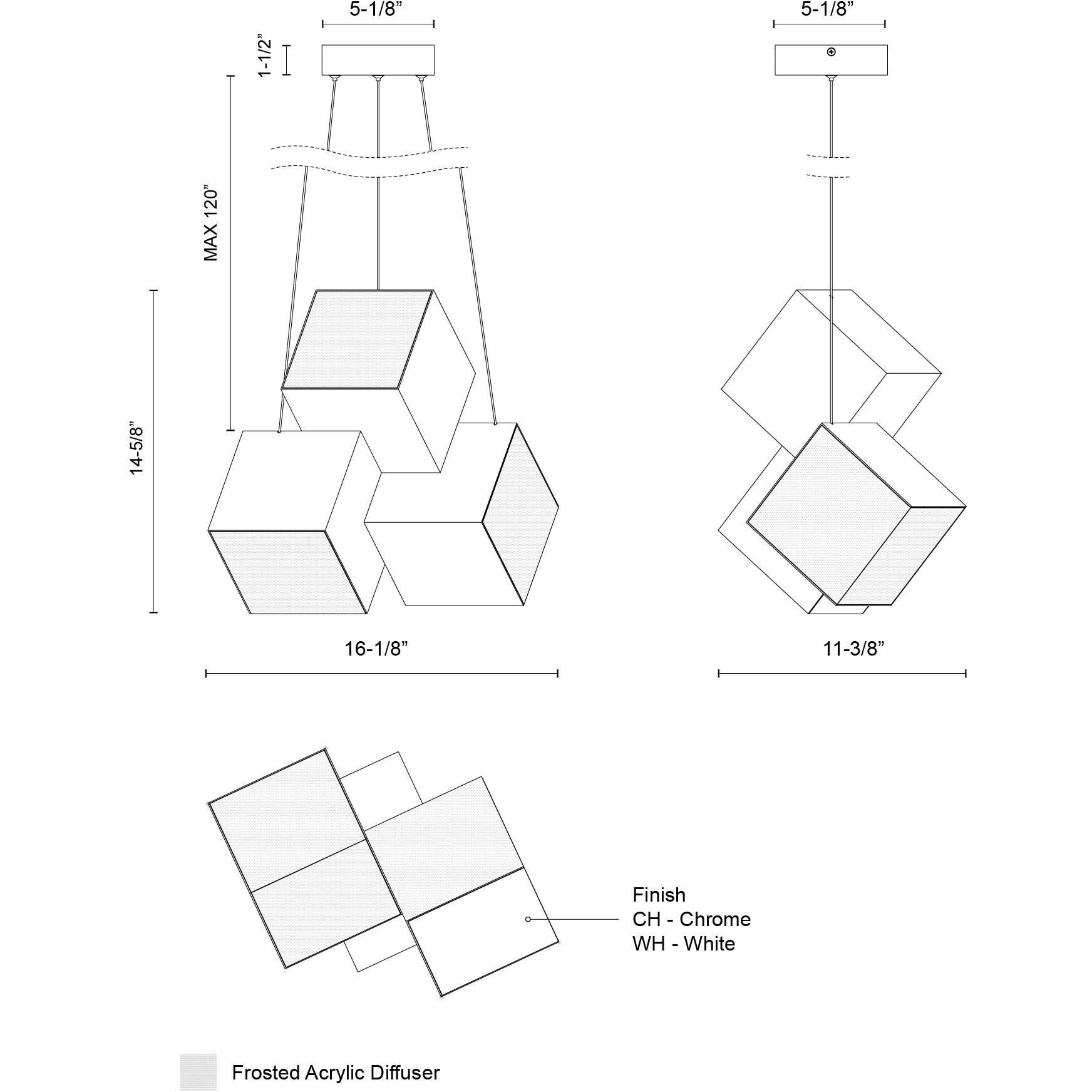 Tetra Pendant Ceiling Light in Chrome