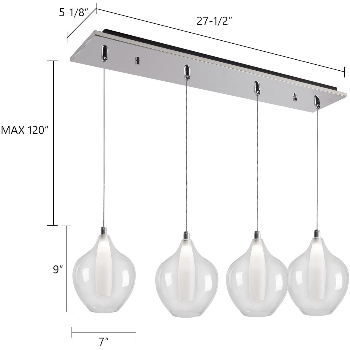 Victoria Multi Pendant Ceiling Light in Chrome