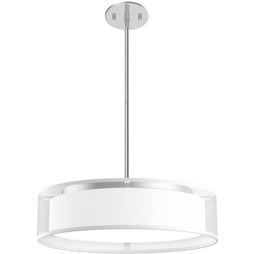 Dalton LED 16 inch White Organza Pendant Ceiling Light in Organza Shade