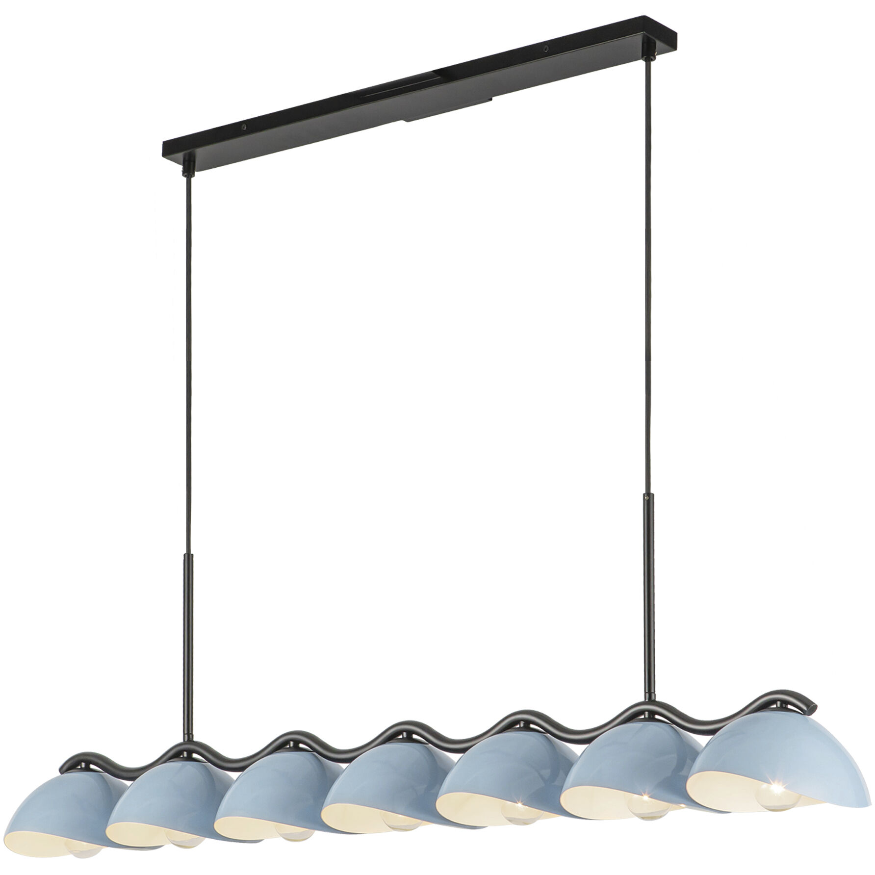 Atlas 7 Light 42.38 inch Black/Cerulean Linear Pendant Ceiling Light in Black and Cerulean