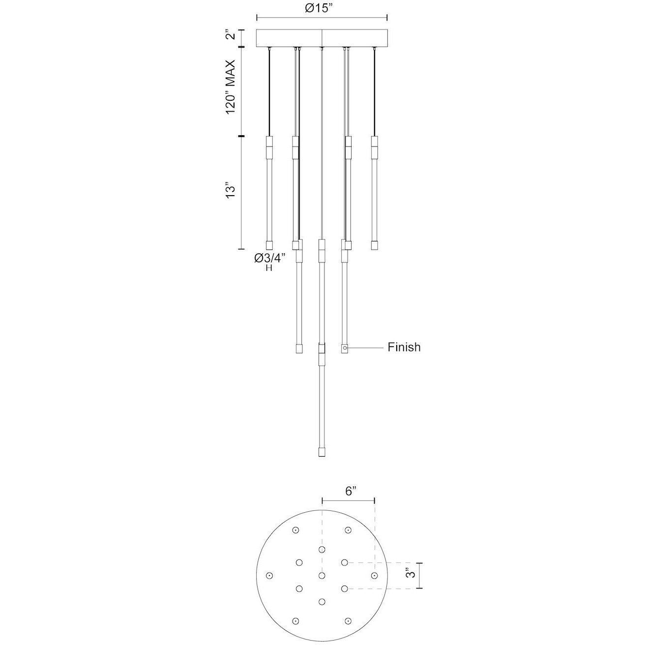 Motif Multi Pendant Ceiling Light in Black