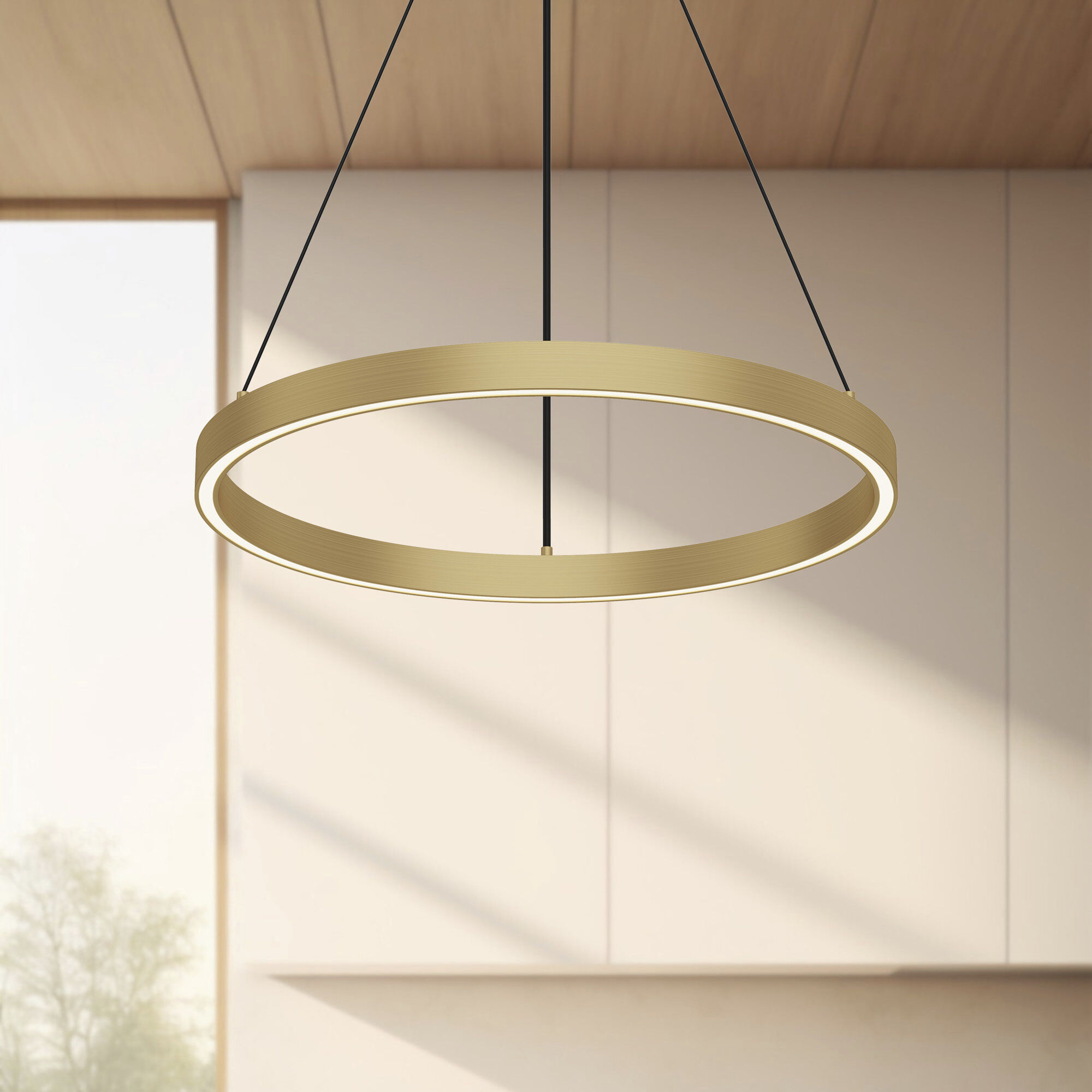 Cerchio LED 17.75 inch Brushed Gold Pendant Ceiling Light