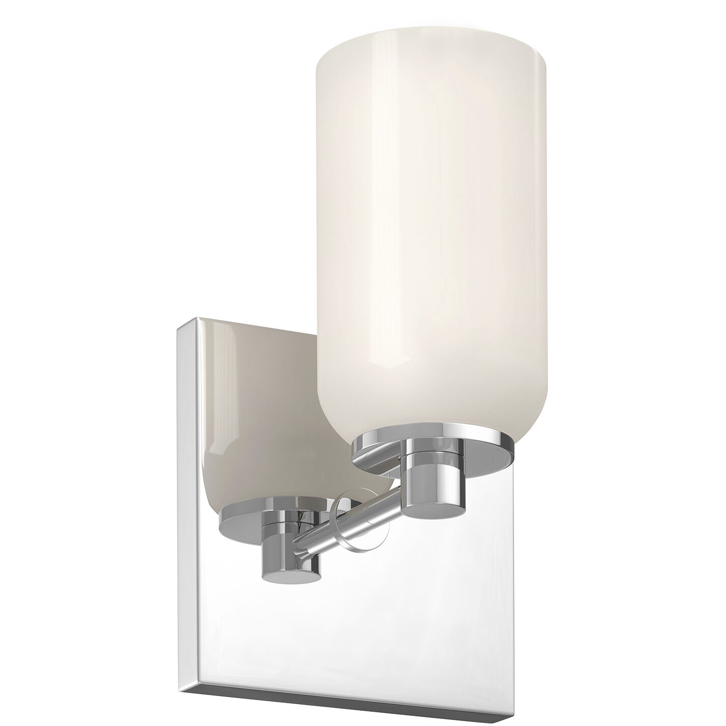 Nola Wall Sconce Wall Light in Chrome, Glossy Opal Glass Shade