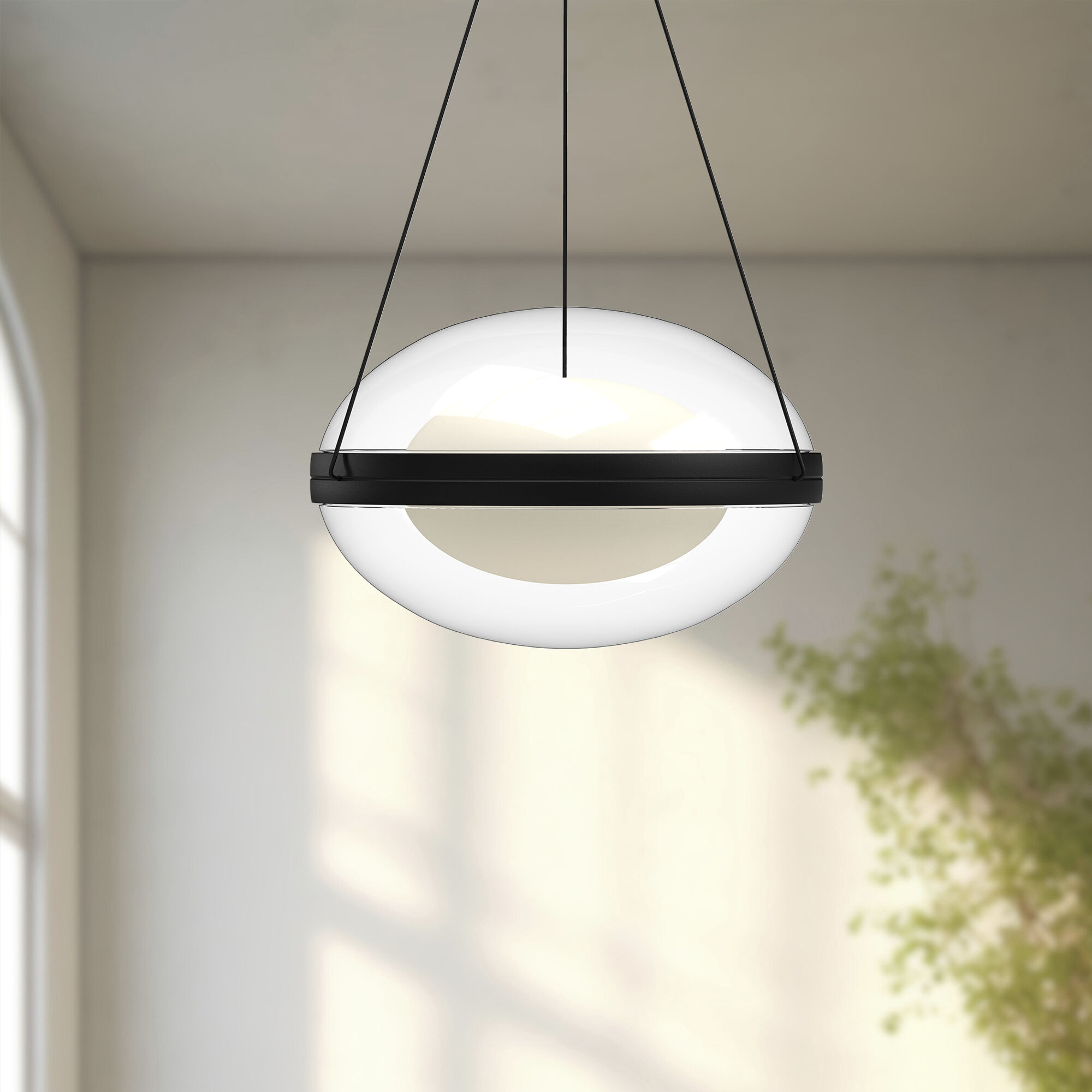 Virgo LED 12.13 inch Black/Opal Glass Pendant Ceiling Light