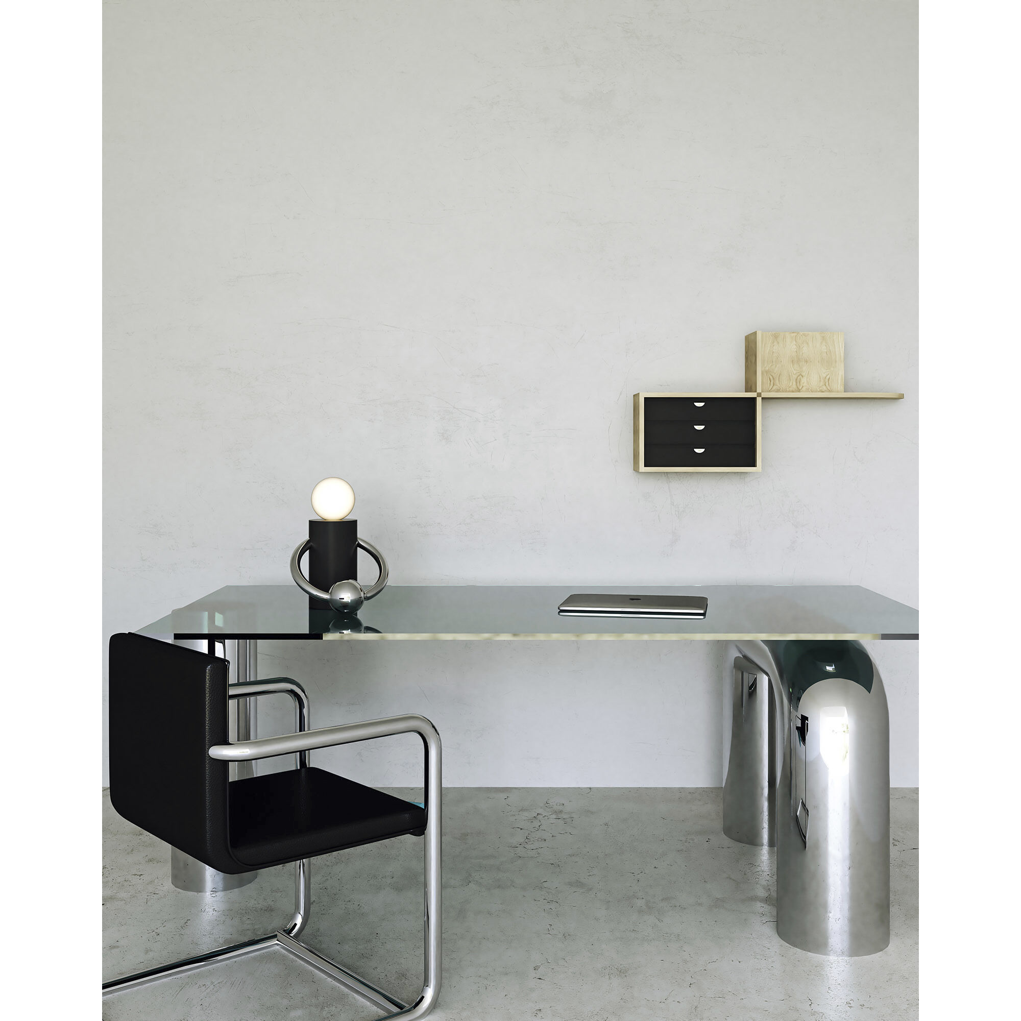 Septum 10.38 inch 7.00 watt Matte Black/Chrome Table Lamp Portable Light in Matte Black and Chrome