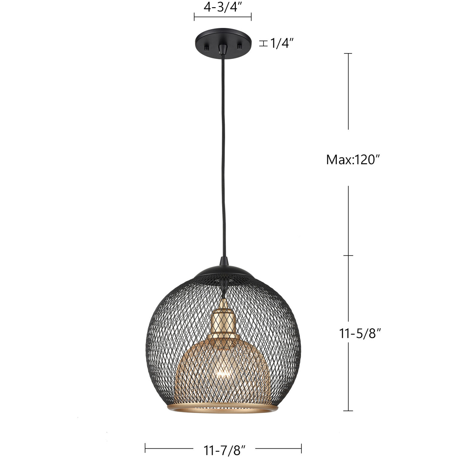 Gibraltar Pendant Ceiling Light in Black and Gold