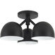 Fosso 3 Light 12.5 inch Black Semi-Flush Mount Ceiling Light