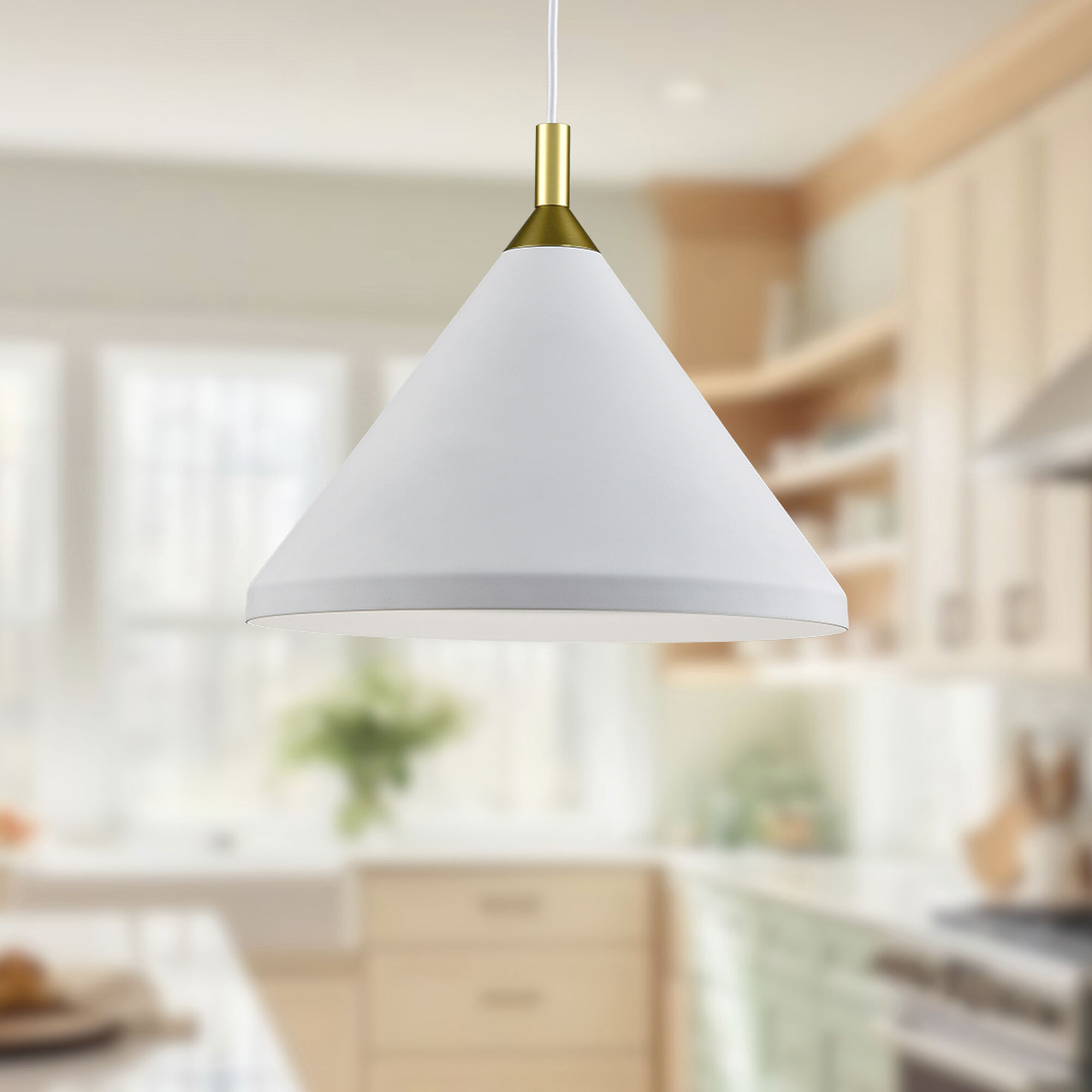 Dorothy Pendant Ceiling Light in White with Gold Detail