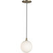 Bolla LED 5.5 inch Brushed Gold/Opal Glass Pendant Ceiling Light in Matte Opal Glass