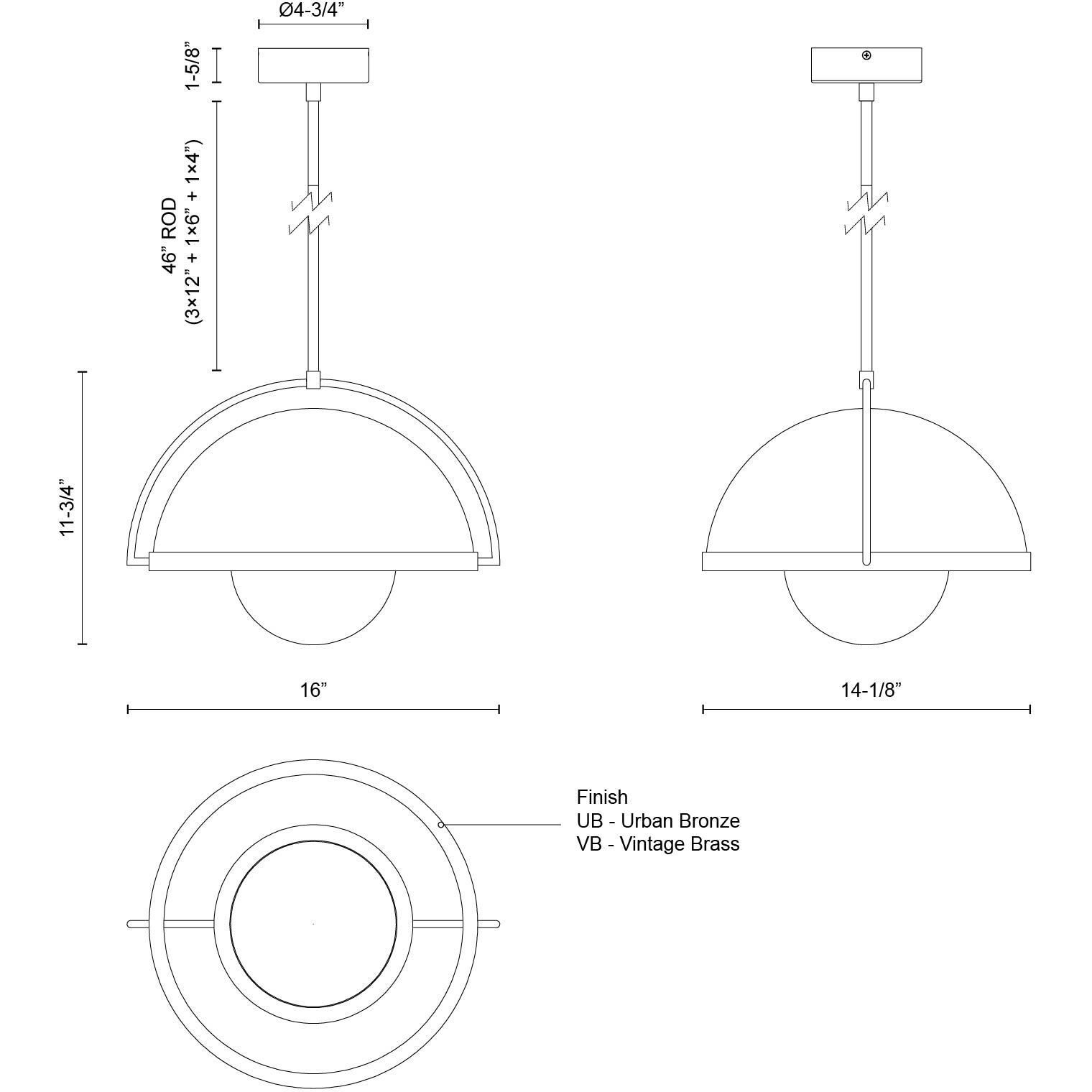 Bowery LED 14.13 inch Urban Bronze Pendant Ceiling Light