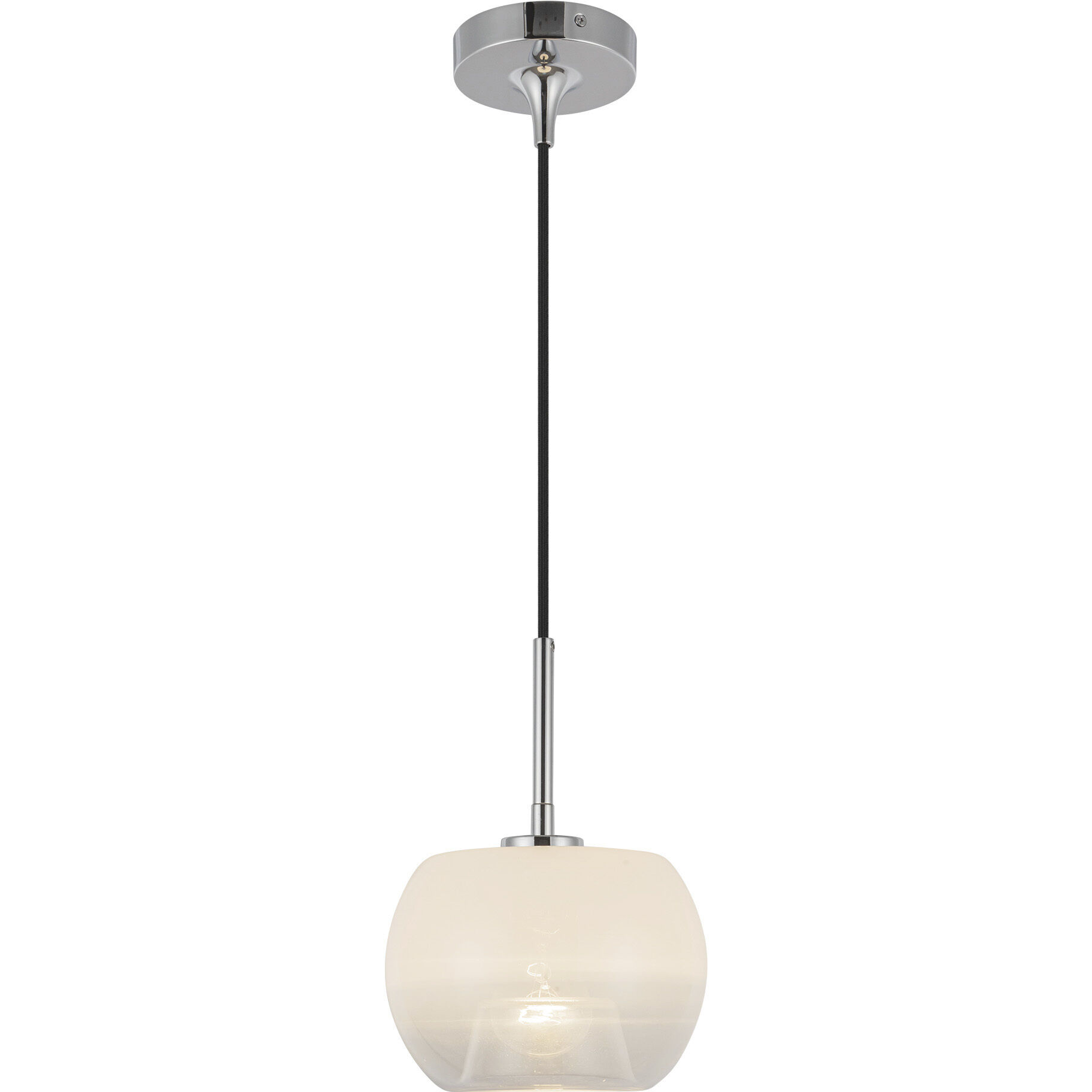 Samar Pendant Ceiling Light in Chrome, Transition Opal Glass