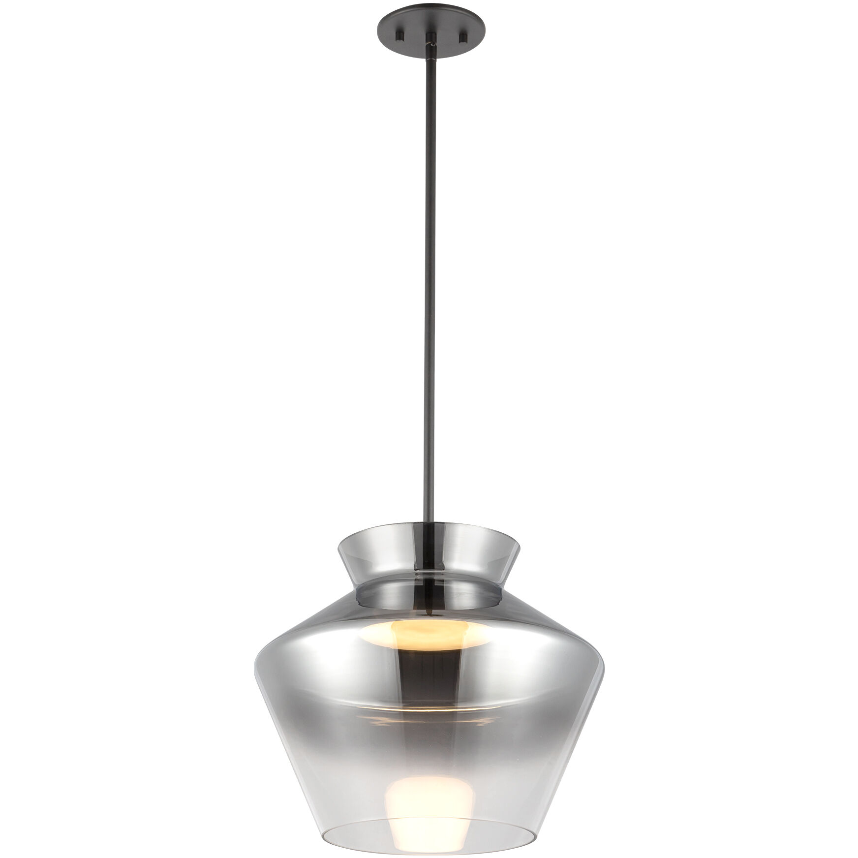 Trinity LED 13.13 inch Black/Smoked Pendant Ceiling Light in Smoked Glass