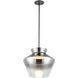 Trinity LED 13.13 inch Black/Smoked Pendant Ceiling Light in Smoked Glass