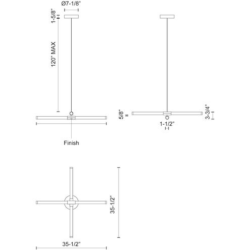 Akari LED 35.5 inch Brushed Nickel Chandelier Ceiling Light