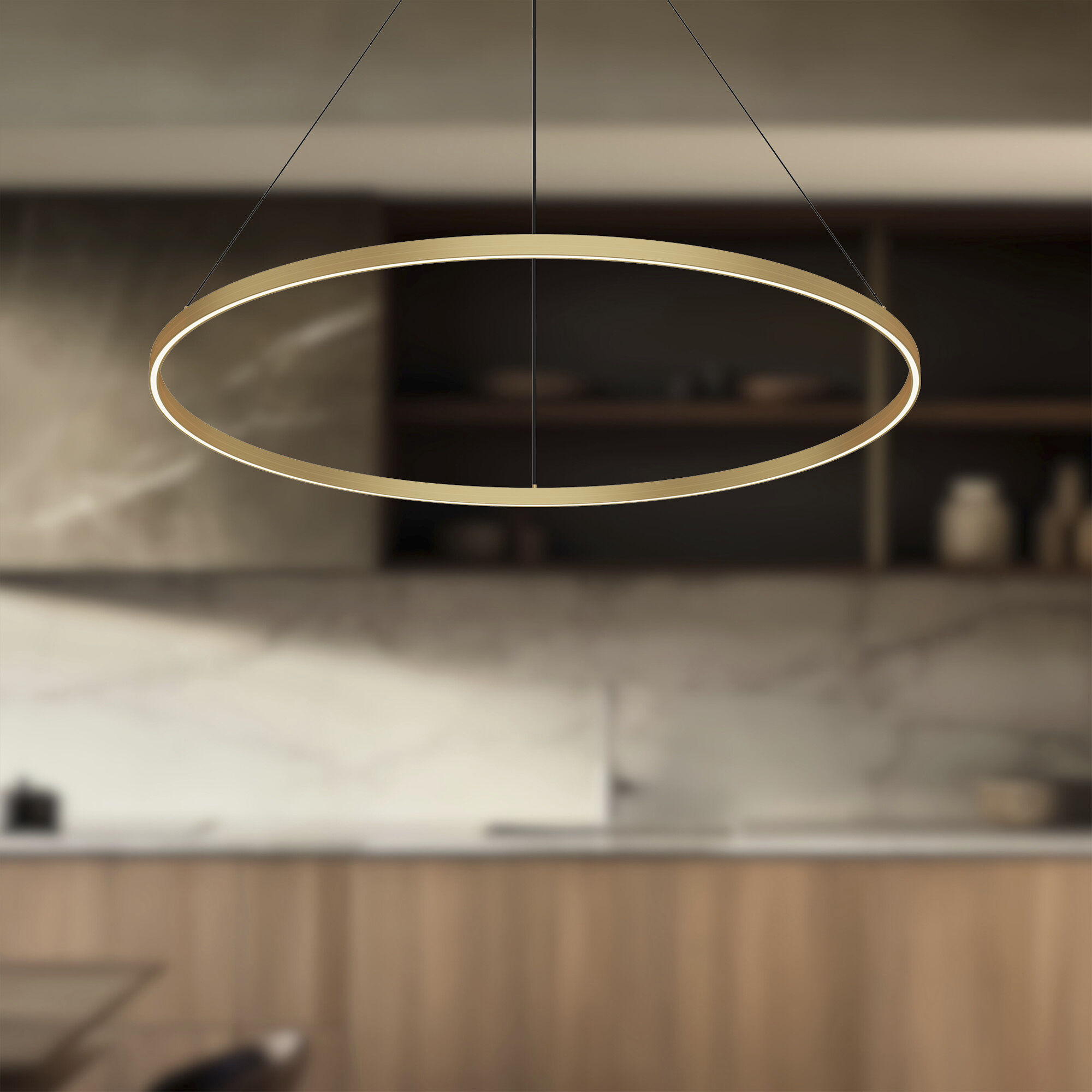 Cerchio LED 47.25 inch Brushed Gold Pendant Ceiling Light