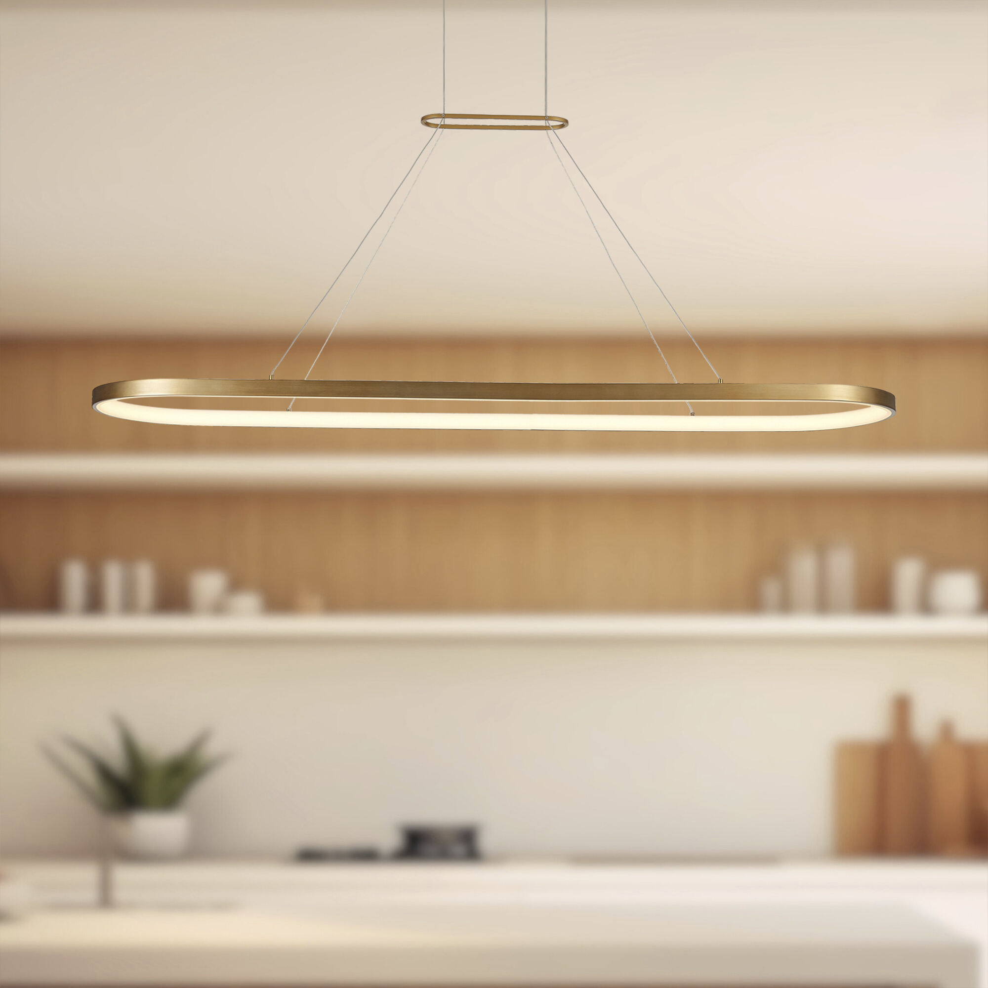 Eerie LED 59 inch Antique Brass Pendant Ceiling Light