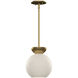 Arcadia 1 Light 7.88 inch Brushed Gold Pendant Ceiling Light in Matte Opal Glass