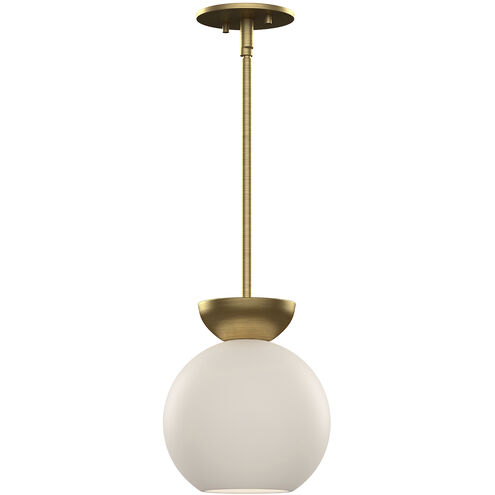 Arcadia 1 Light 7.88 inch Brushed Gold Pendant Ceiling Light in Matte Opal Glass