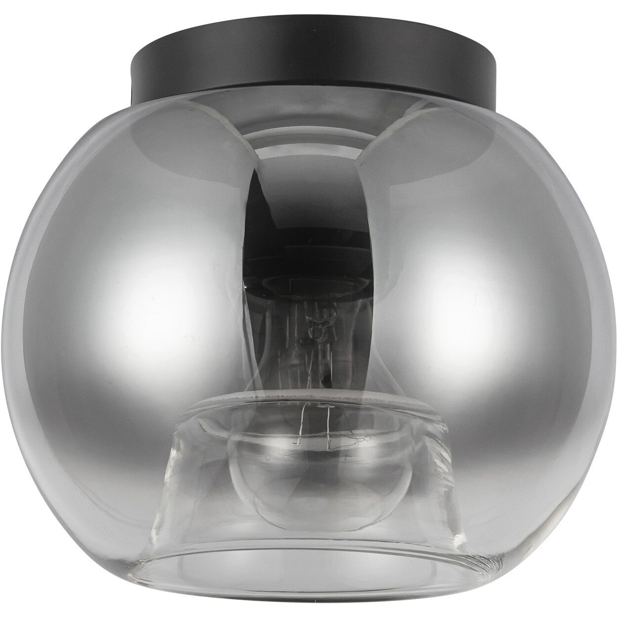 Samar 1 Light 7.5 inch Black/Smoked Flush Mount Ceiling Light in Transition Smoked Glass