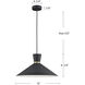 Vanderbilt 1 Light 16 inch Black With Gold Detail Pendant Ceiling Light