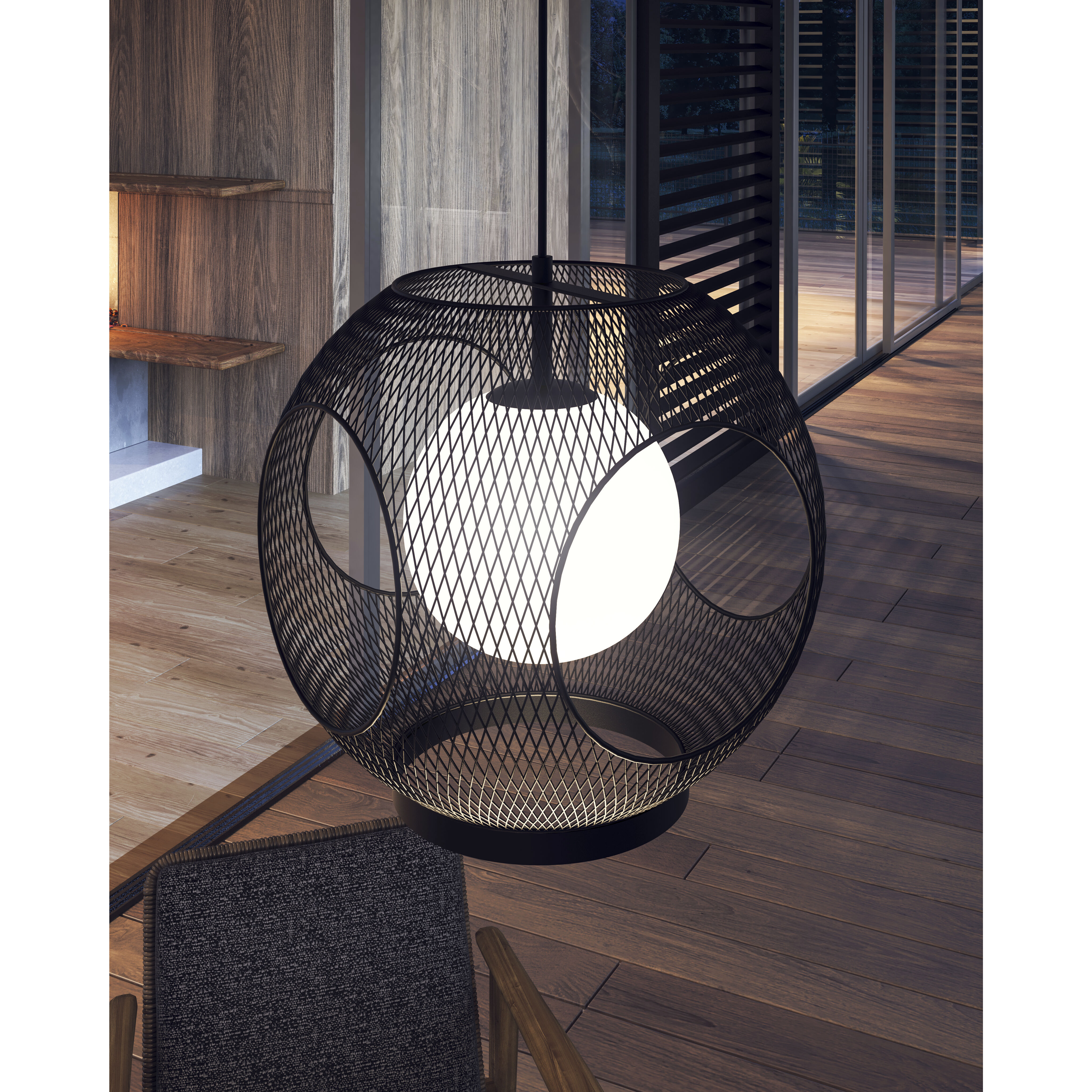 Kona 1 Light 13.25 inch Black/Opal Glass Exterior Pendant