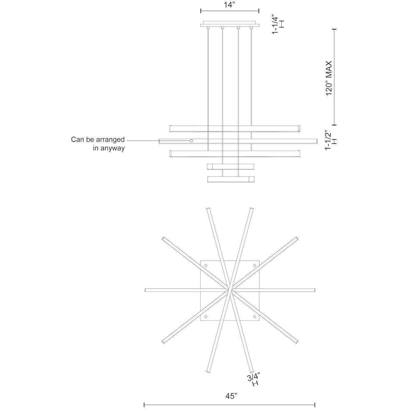 Vega Multi Pendant Ceiling Light in Brushed Gold