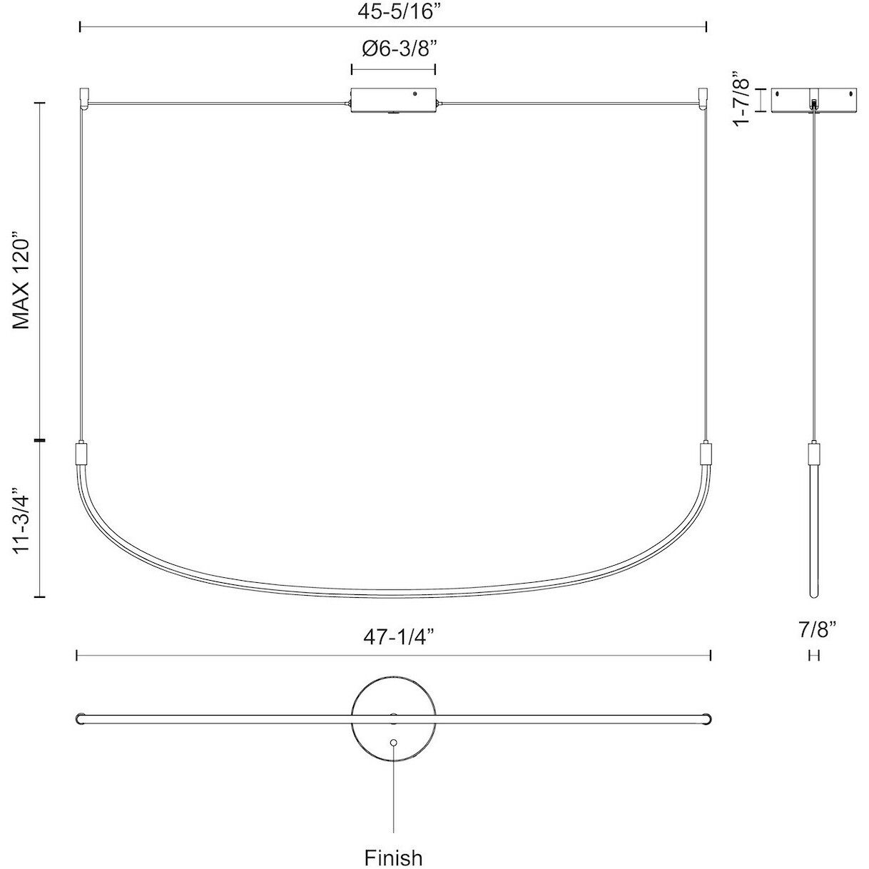 Talis LED 47.25 inch Brushed Nickel Linear Pendant Ceiling Light