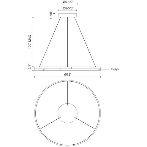 Anello Minor LED 32 inch Walnut Pendant Ceiling Light