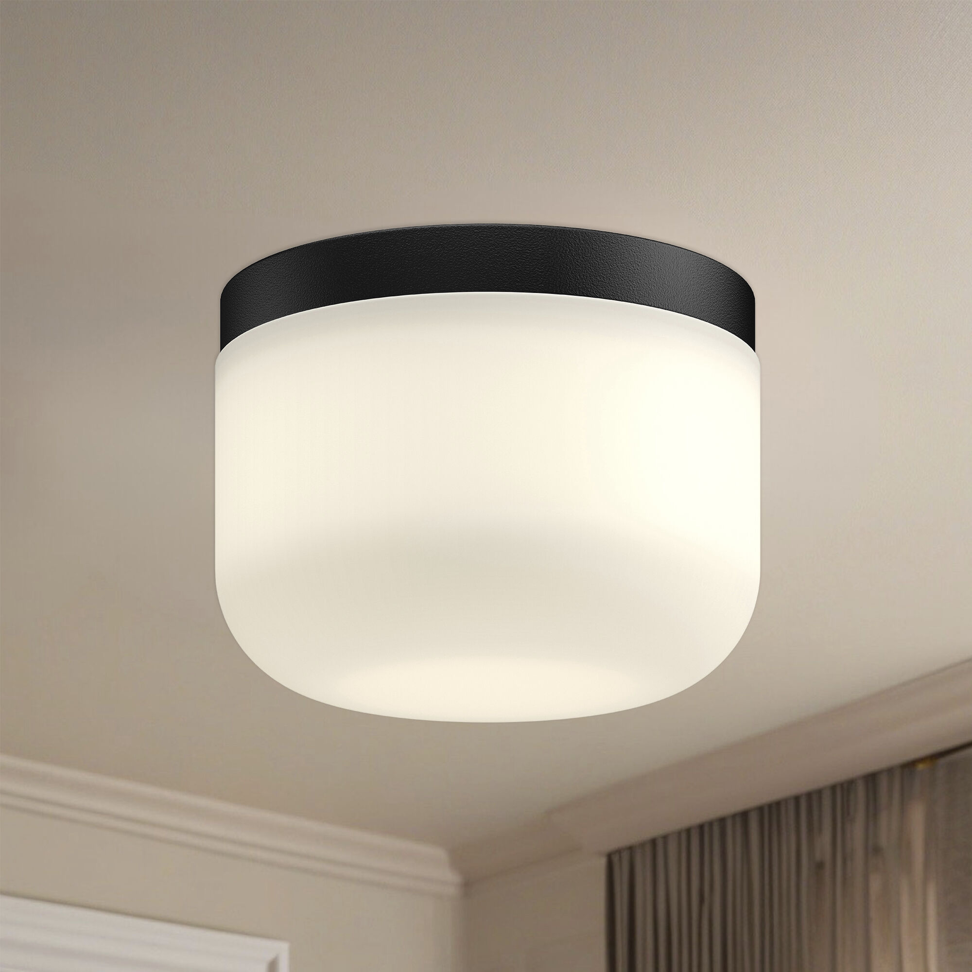 Mel LED 5.13 inch Black/Opal Glass Flush Mount Ceiling Light