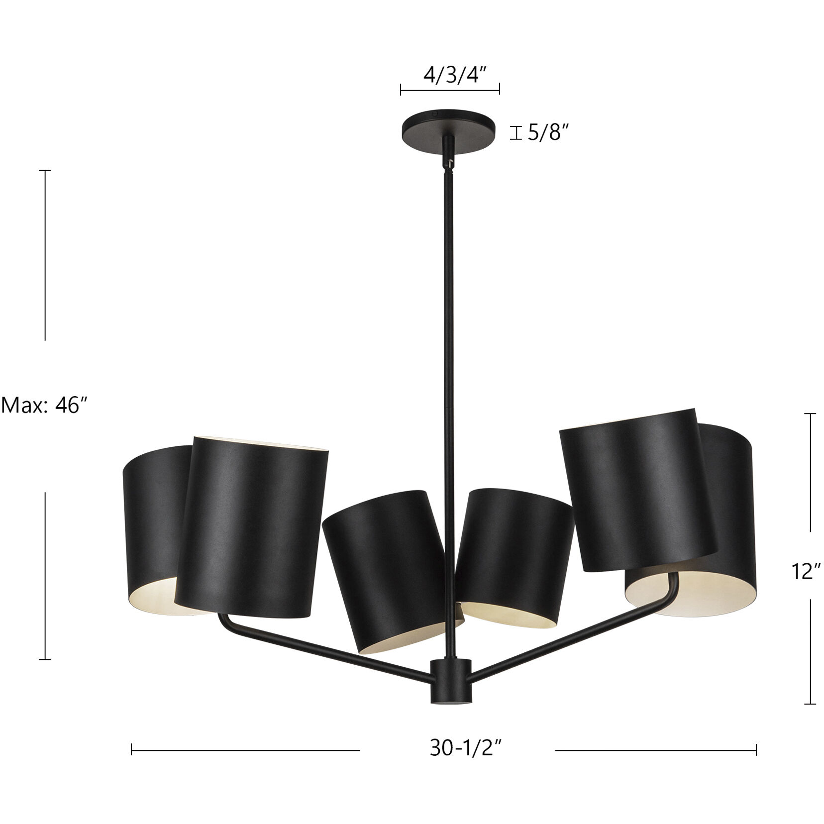 Keiko 6 Light 30.5 inch Black Chandelier Ceiling Light