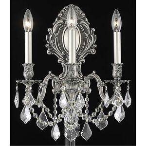 Monarch 3 Light 14 inch Pewter Wall Sconce Wall Light in Clear, Royal Cut
