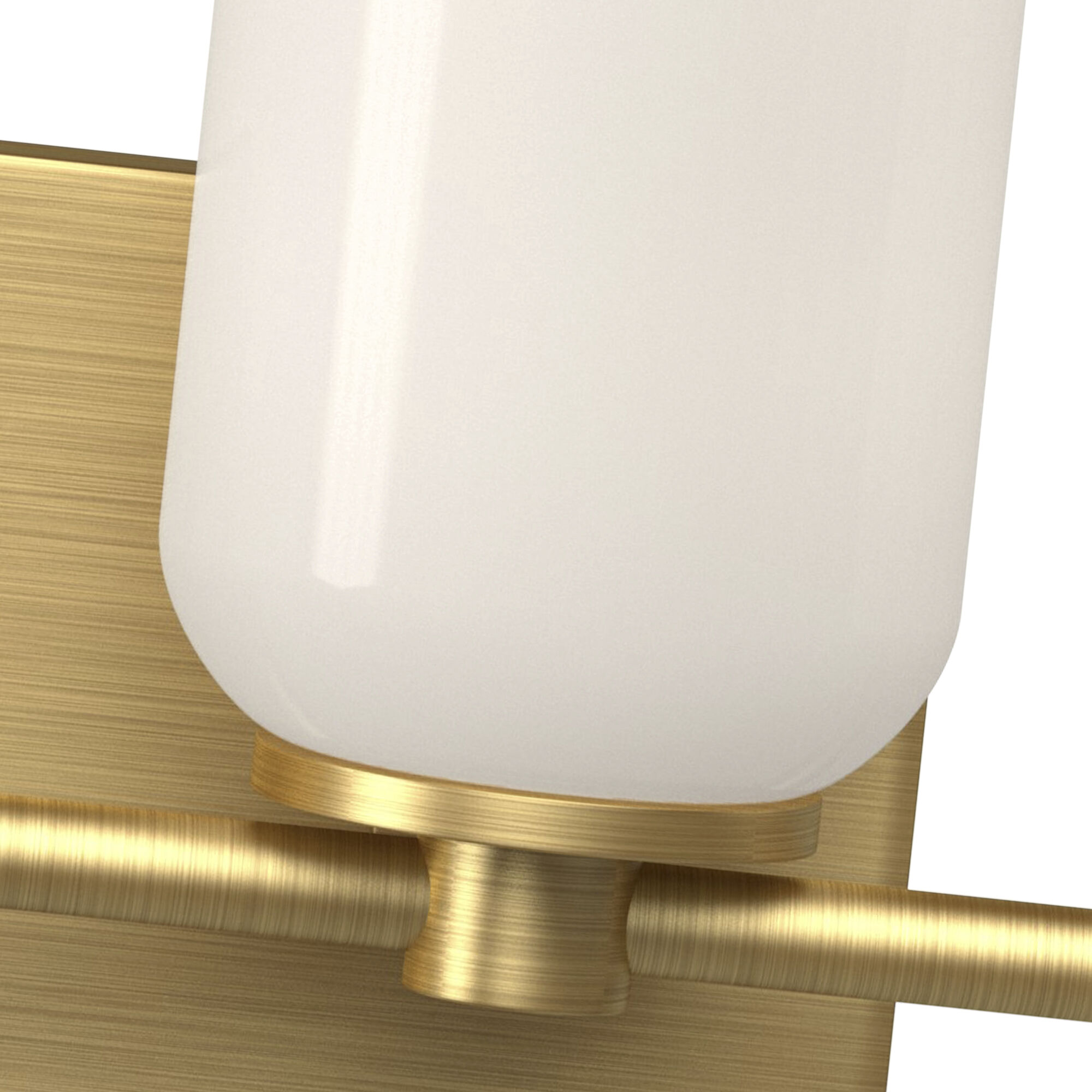 Nola Bath Vanity Light Wall Light in Brushed Gold, Glossy Opal Glass Shade
