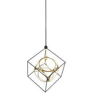 Monza LED 31.13 inch Black and Antique Brass Chandelier Ceiling Light