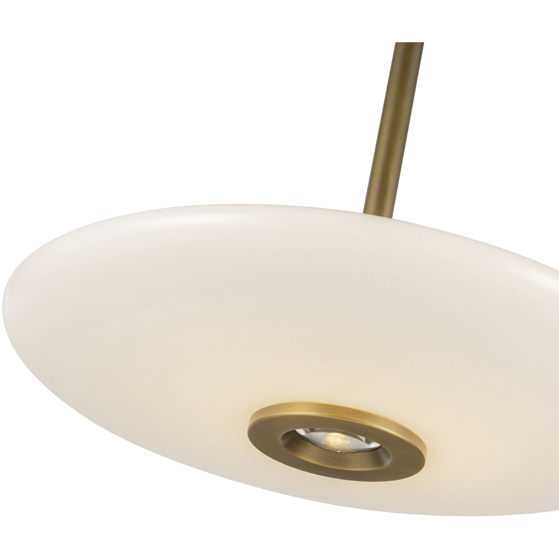 Kyoto Pendant Ceiling Light in Vintage Brass, Glossy Opal Glass Shade
