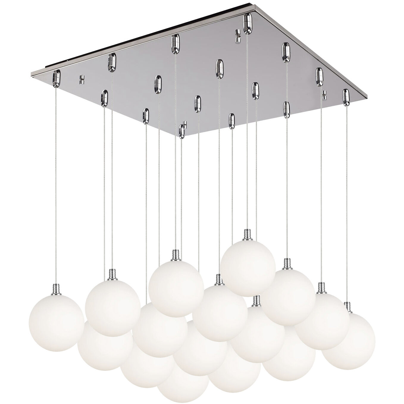 Bolla Multi Pendant Ceiling Light in Chrome, Opal Glass
