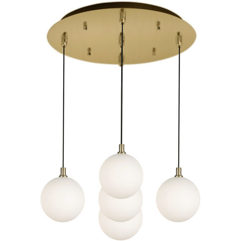 Bolla LED 15.75 inch Brushed Gold Multi Pendant Ceiling Light in Opal Glass