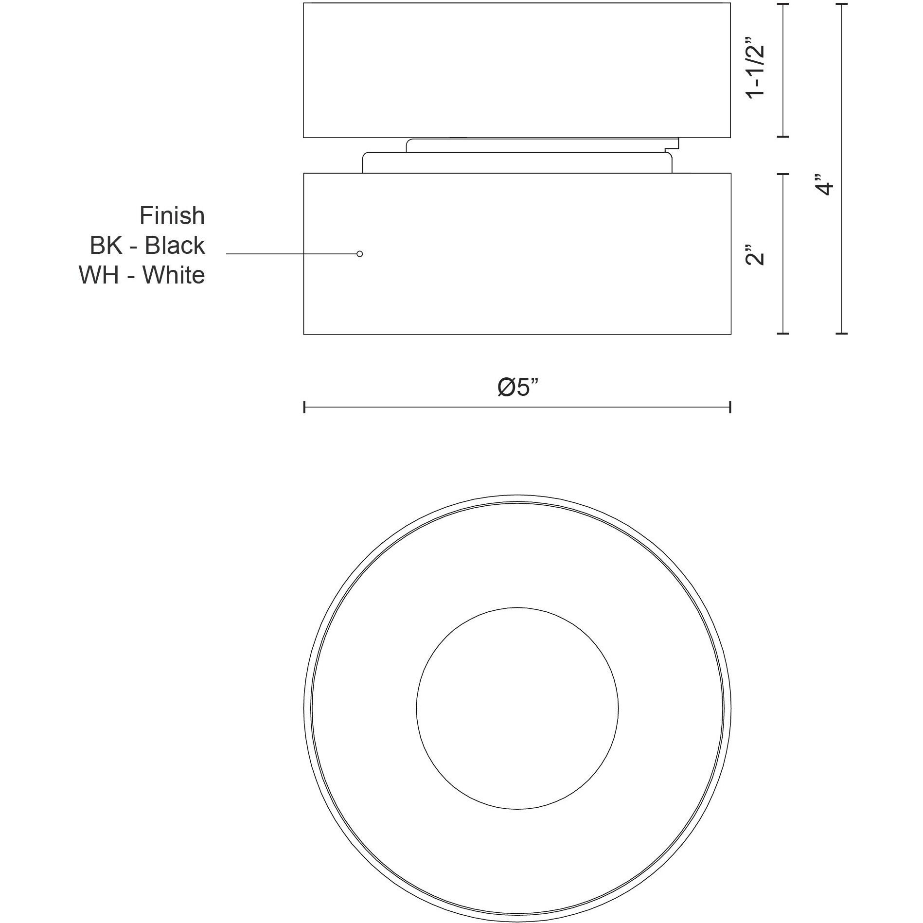 Solo LED 5 inch Black Flush Mount Ceiling Light