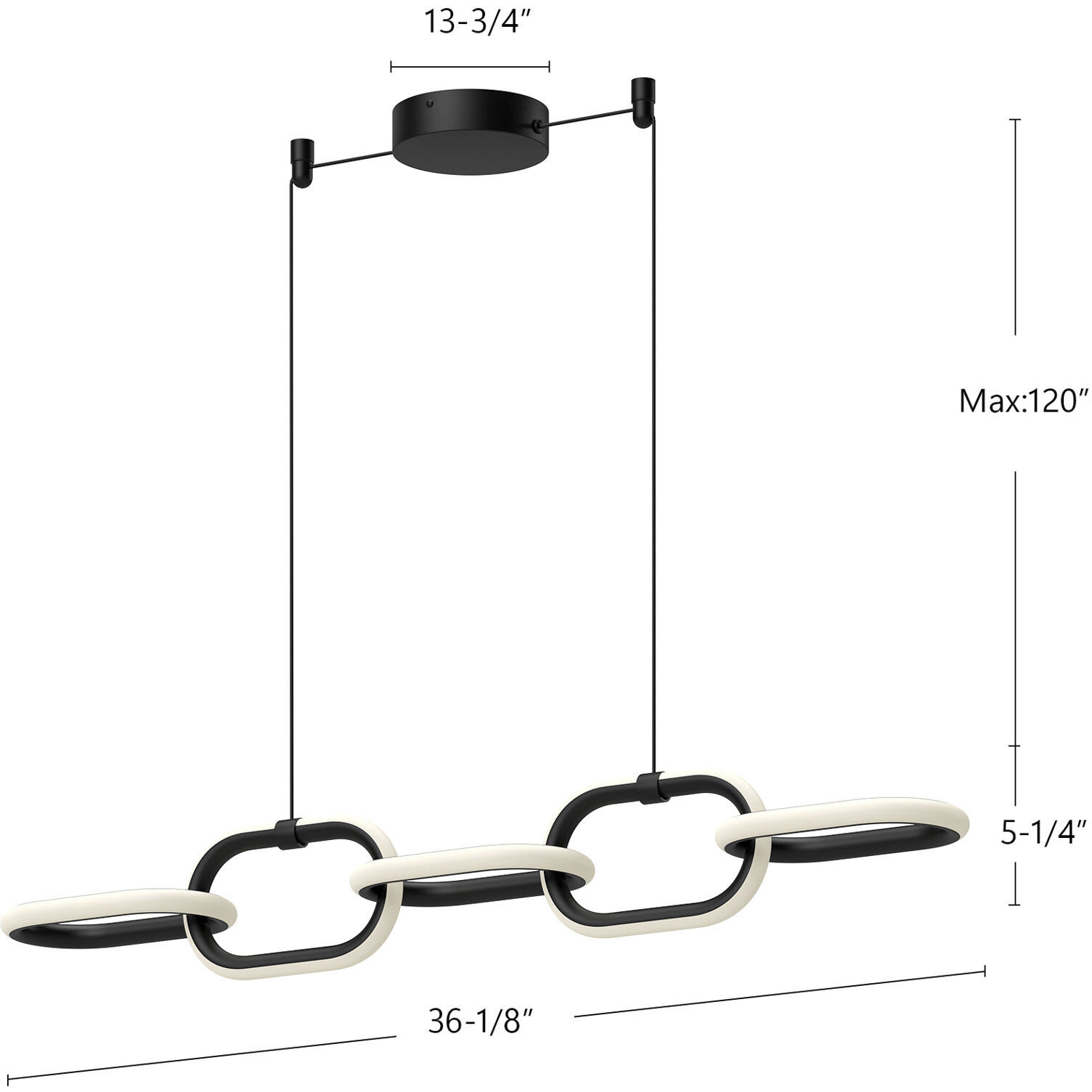 Airen LED 36.13 inch Black Linear Pendant Ceiling Light