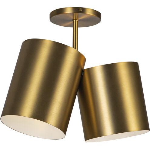 Keiko 2 Light 6 inch Brushed Gold Semi-Flush Mount Ceiling Light