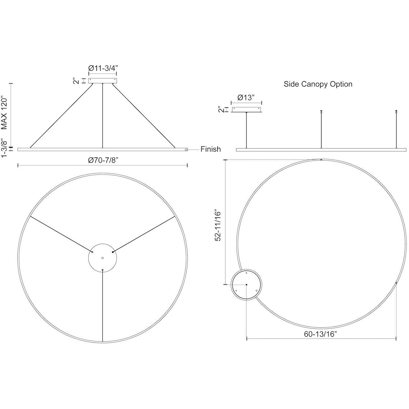 Cerchio LED 70.88 inch White Pendant Ceiling Light