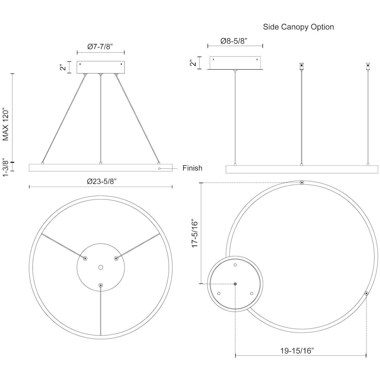 Cerchio LED 23.63 inch Black Pendant Ceiling Light