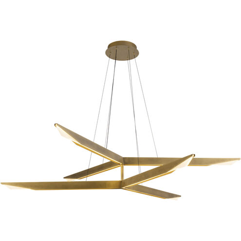 Tachi LED 31.13 inch Vintage Brass Chandelier Ceiling Light