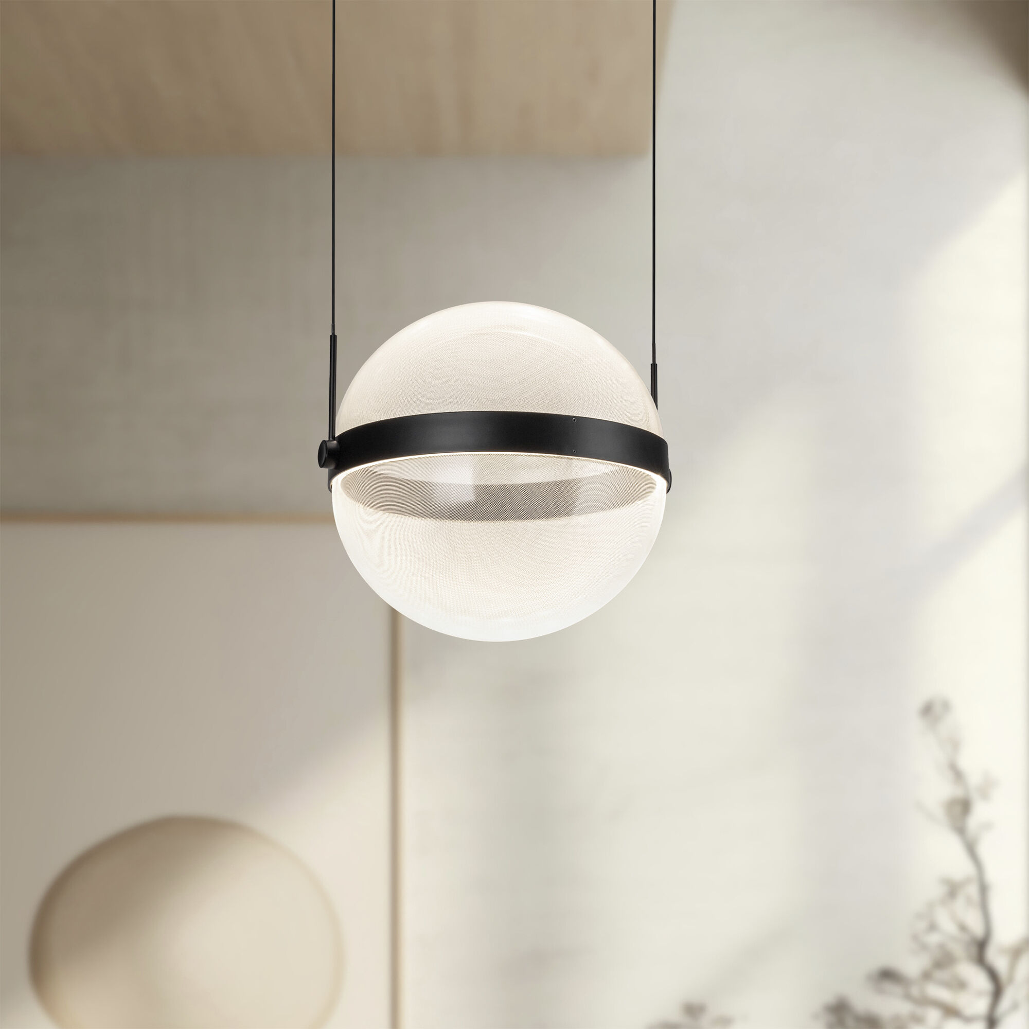 Pisces Pendant Ceiling Light in Black and Light Guide