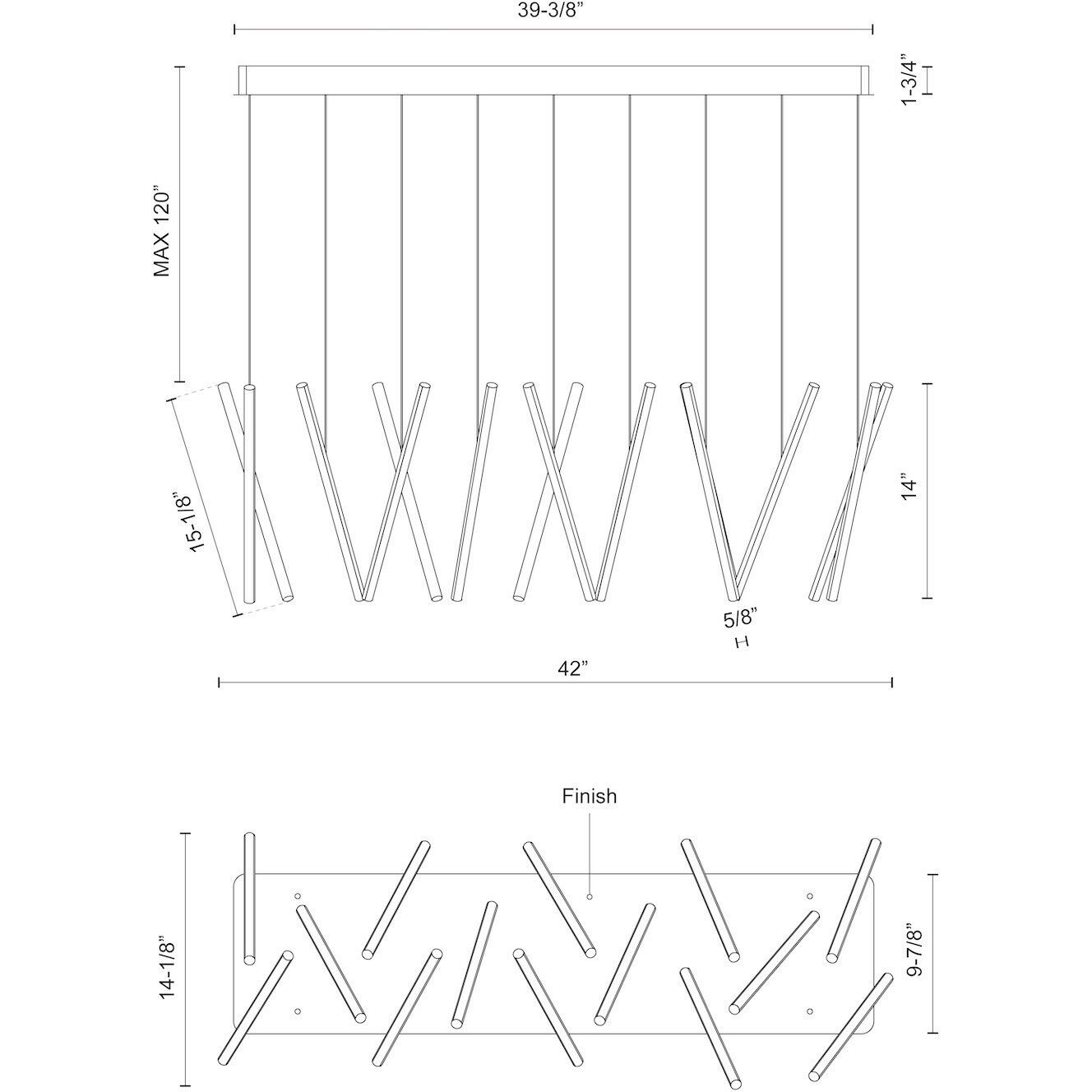 Chute LED 42 inch White Linear Pendant Ceiling Light