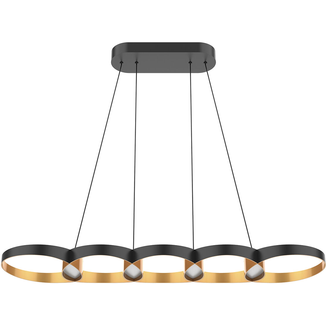 Maestro LED 37.75 inch Black and Gold Linear Pendant Ceiling Light