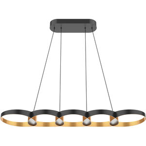 Maestro LED 37.75 inch Black and Gold Linear Pendant Ceiling Light