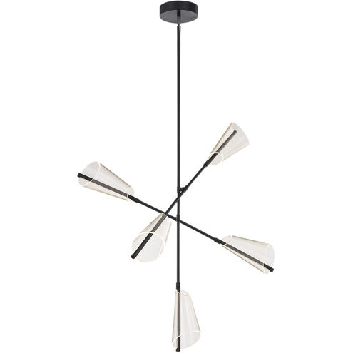 Mulberry LED 37 inch Black and Light Guide Chandelier Ceiling Light