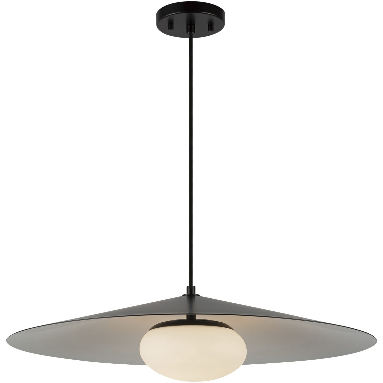 Cruz LED 24 inch Metal - Black/White Pendant Ceiling Light in Metal - Black and White, Spun Aluminum Shade